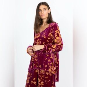 Johnny Was Velvet Floral V-Neck VIDA BLOUSE